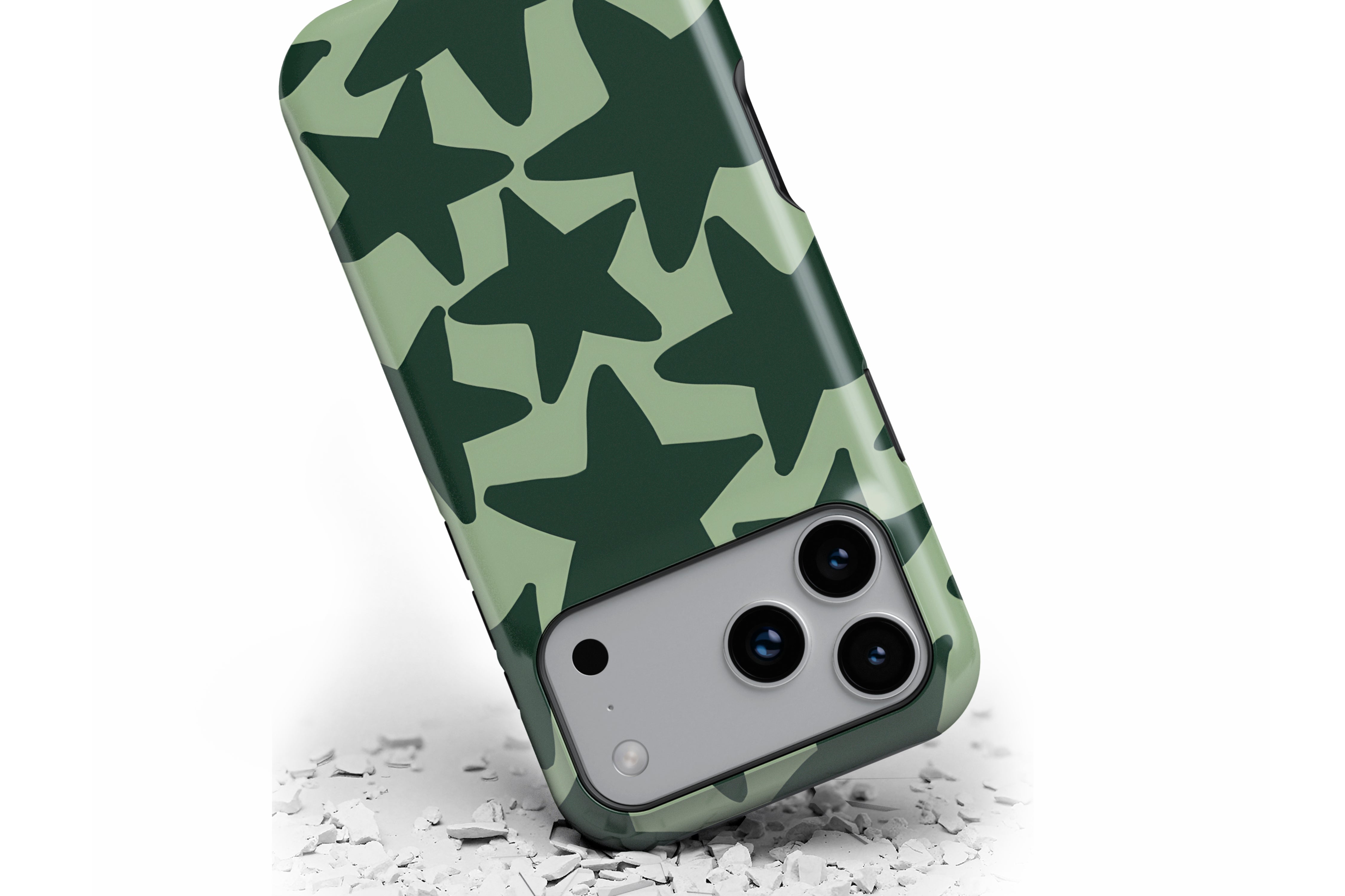 Front view of Stars Green magnetic tough case showing stars design