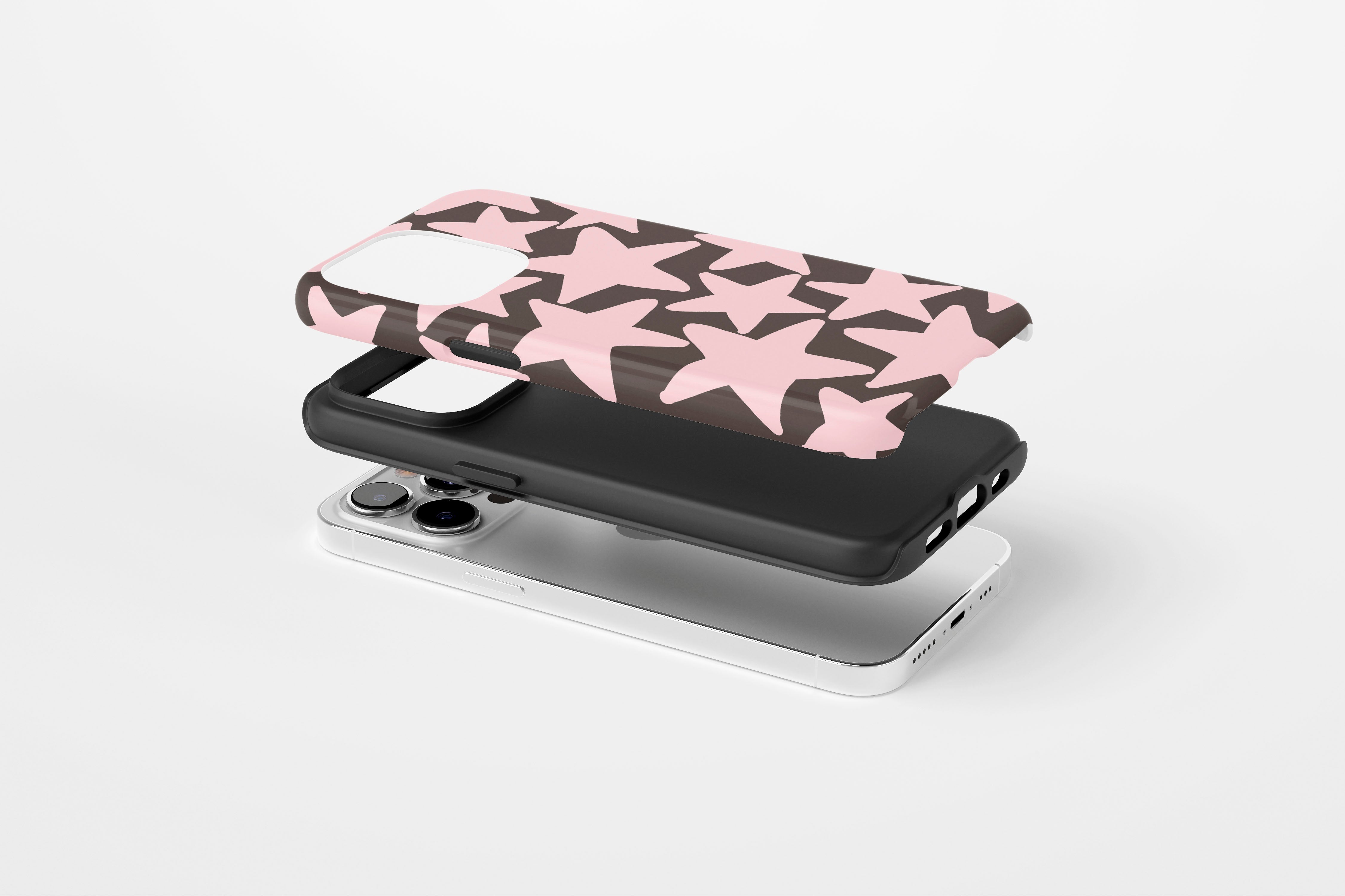 Side view of Stars (Pink) case showing an example of tough case