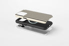 Side view of Stripes Black case showing stripes print design