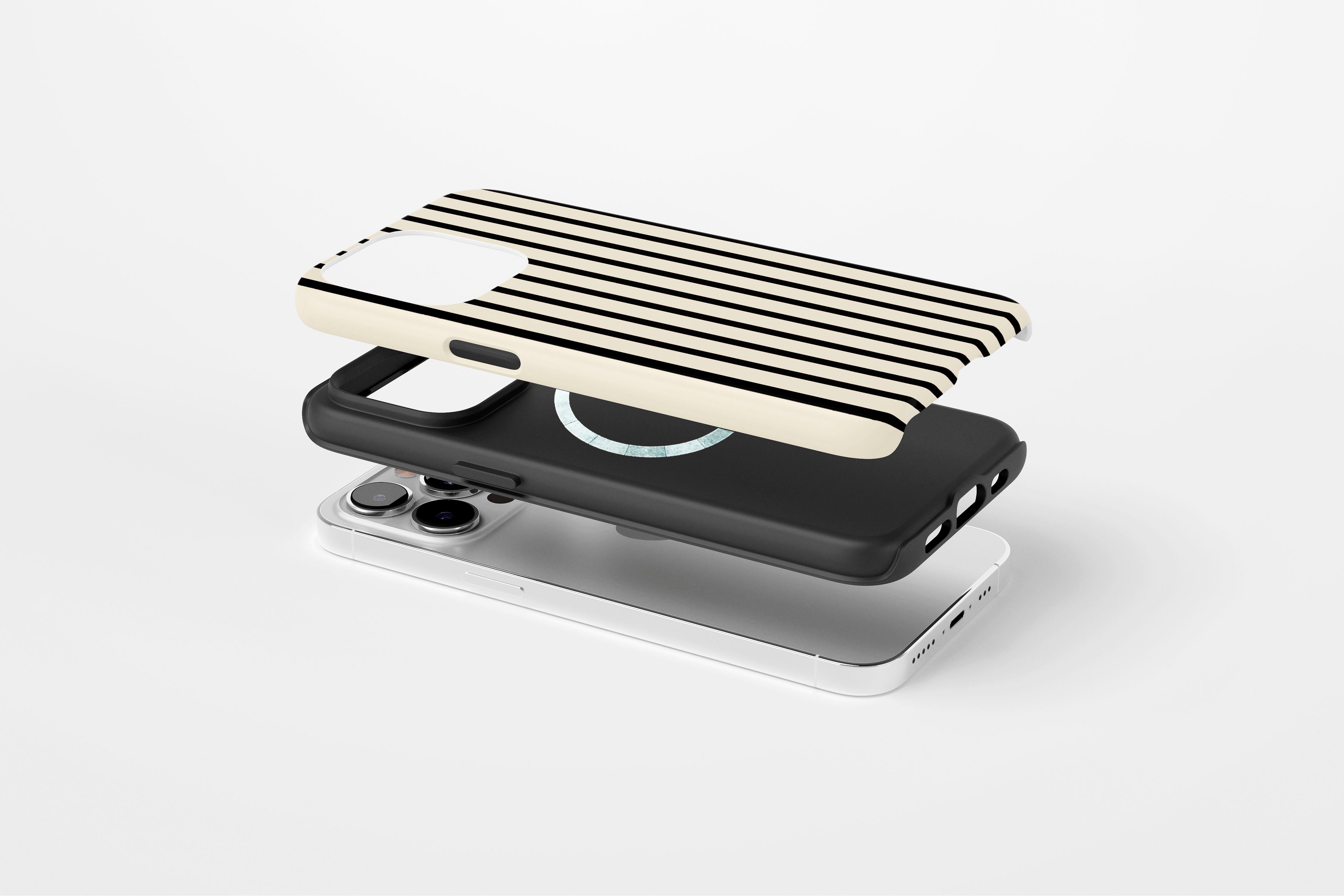 Side view of Stripes Black case showing stripes print design