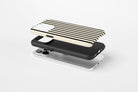 Side view of Stripes Black case showing  an example of tough case