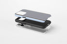 Side view of Stripes (Blue Mocha) case showing an example of tough case