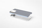 Side view of Stripes (Blue Mocha) case showing an example of slim case