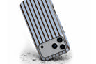 Front view of Stripes (Blue Mocha) magnetic tough case showing stripe print design