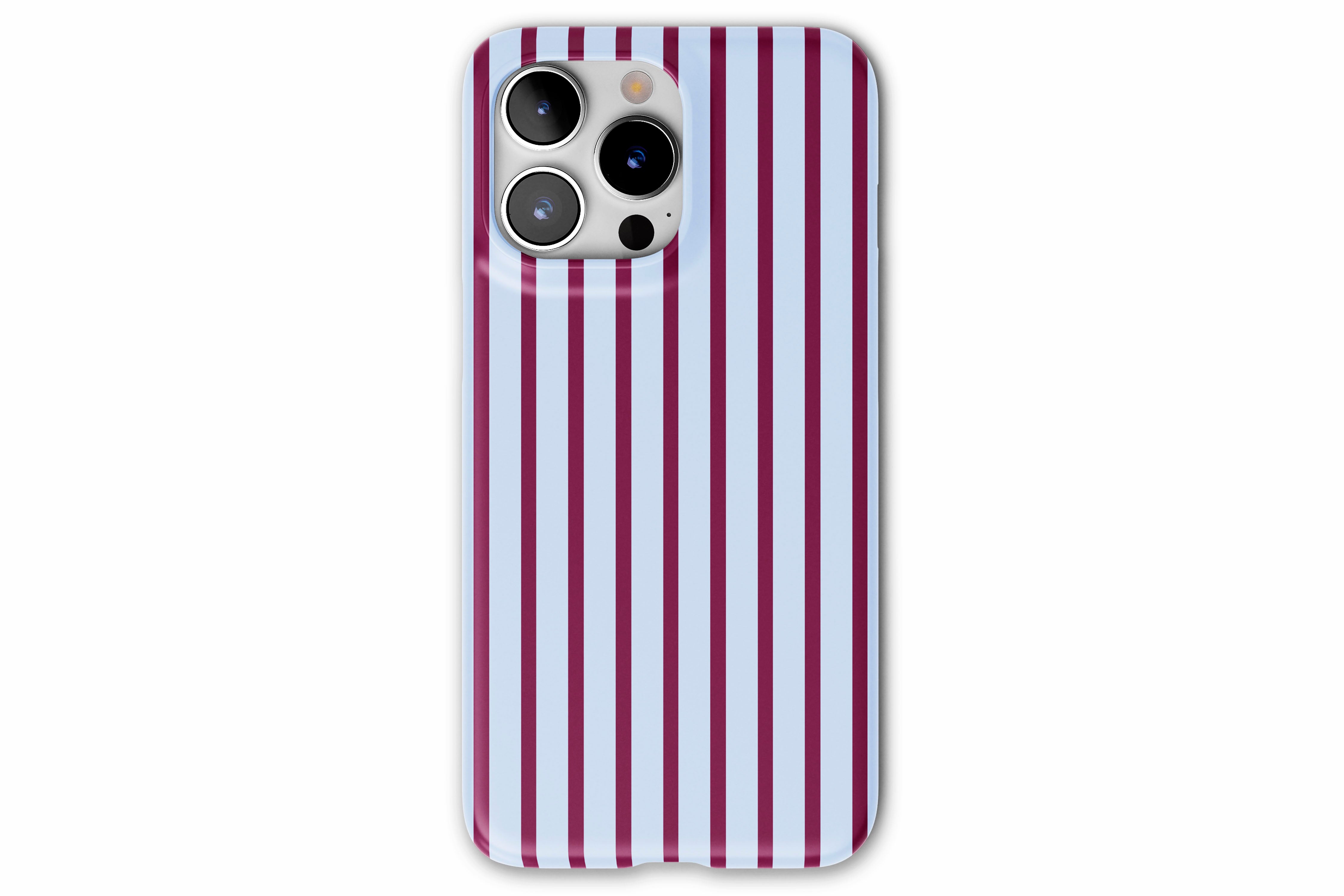 Front view of Stripes (Burgundy) case showing stripe print design