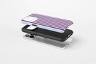 Side view of Stripes (Burgundy) case showing an example of tough case