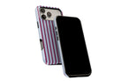 Side view of Stripes (Burgundy) phone case showing button cut-outs