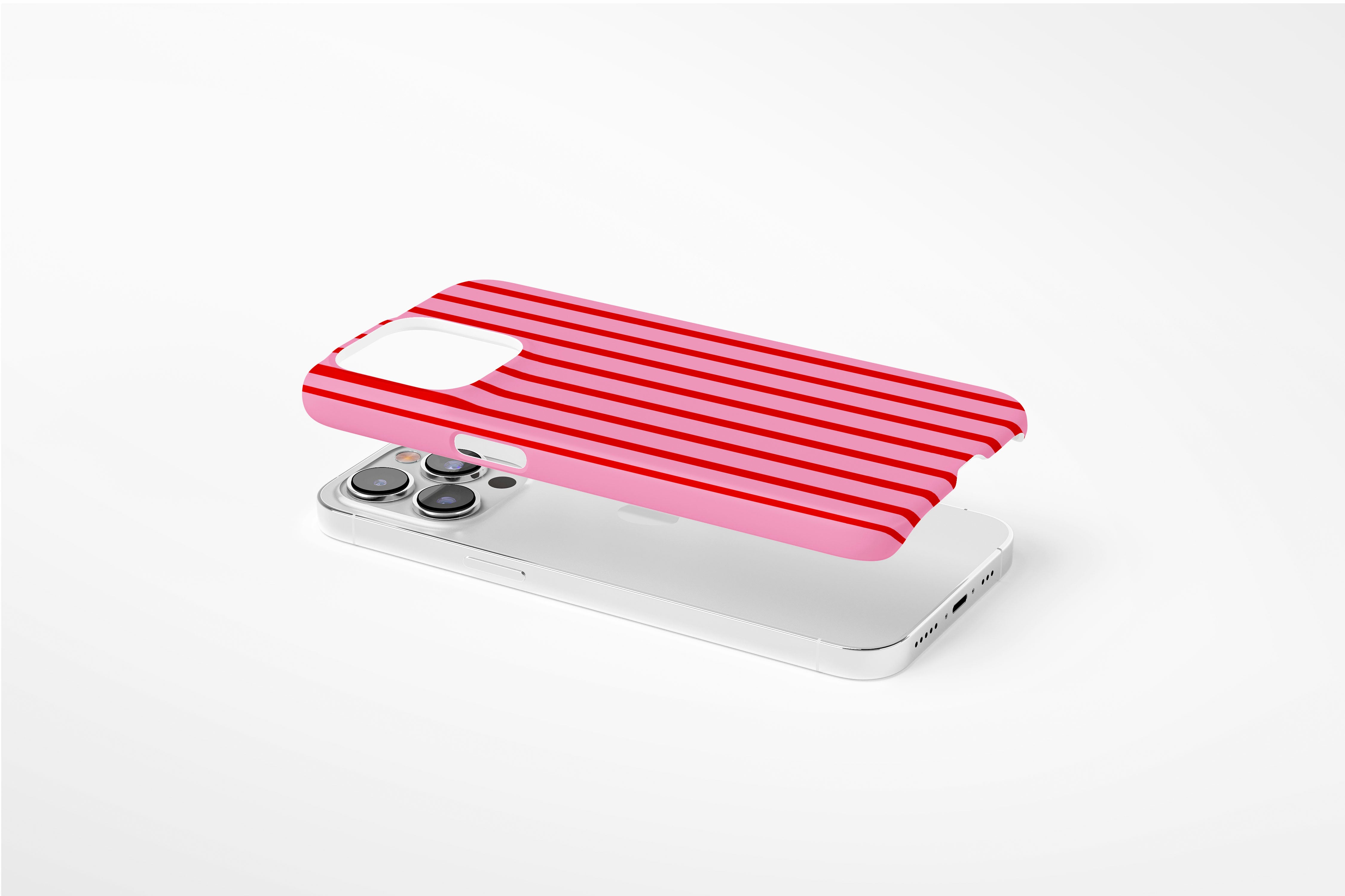 Side view of Stripes Cherry case showing  an example of slim case