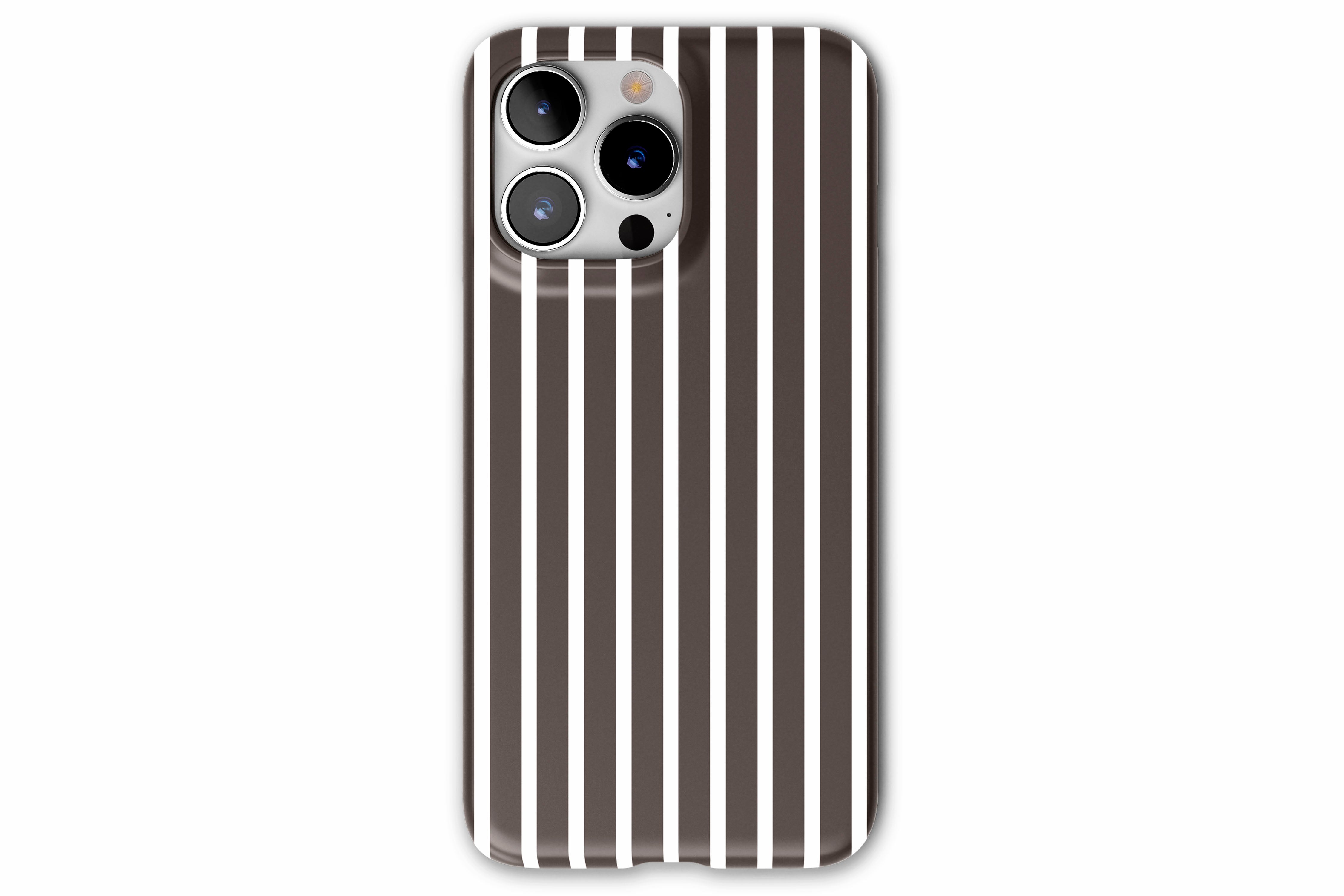 Front view of Stripes (Chocolate) case showing stripe print design