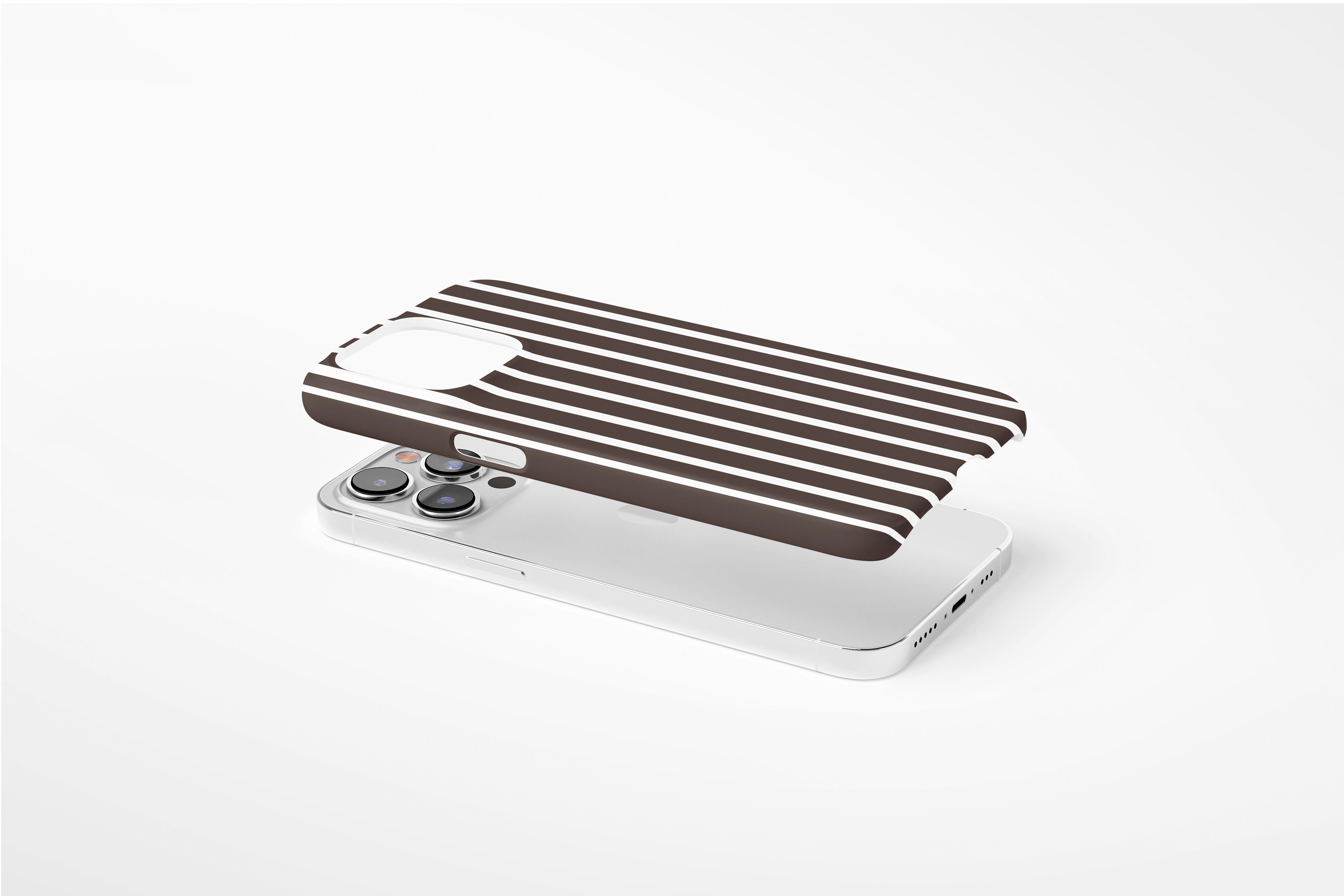 Side view of Stripes (Chocolate) case showing an example of slim case