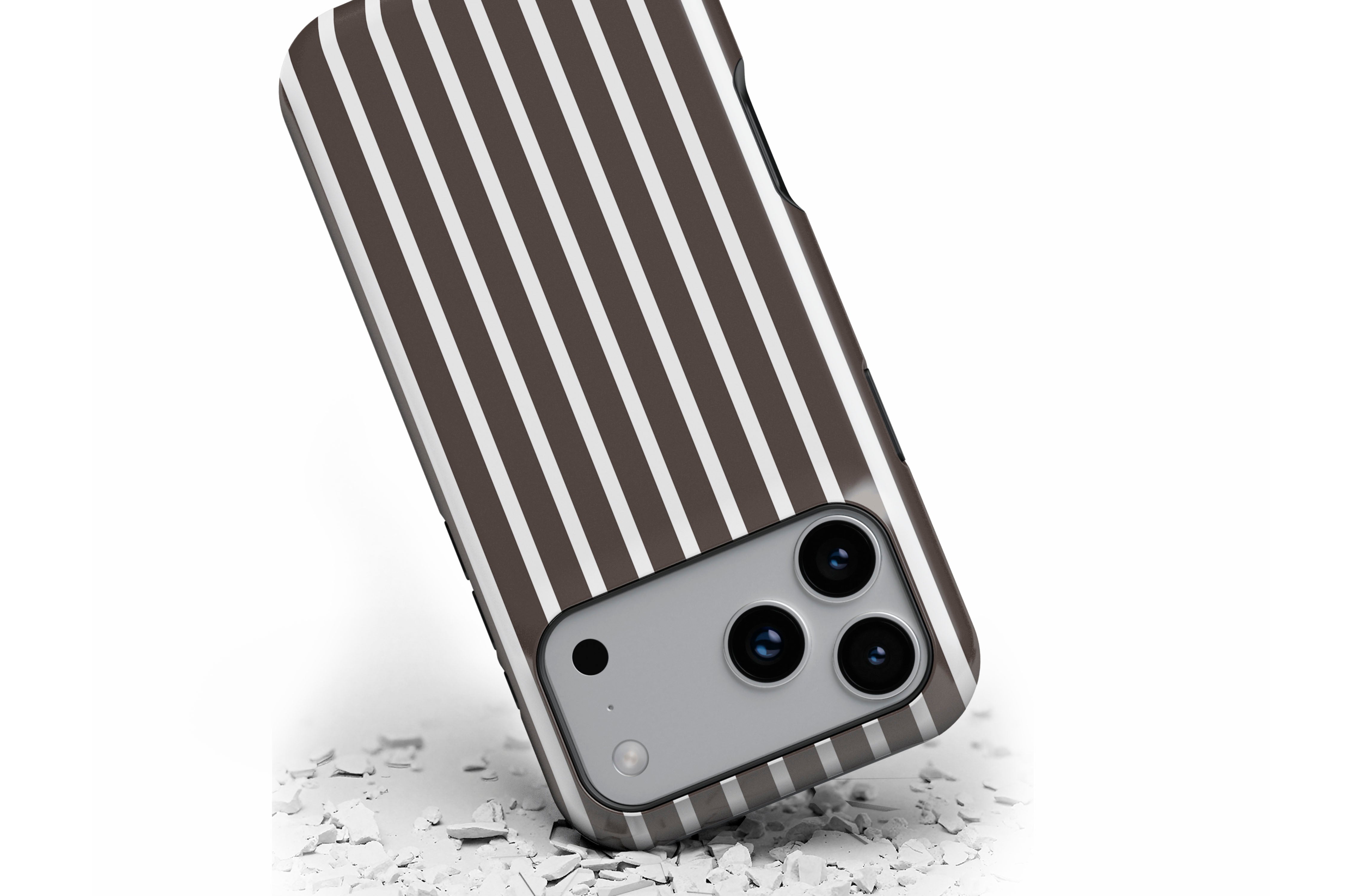 Front view of Stripes (Chocolate) magnetic tough case showing stripe print design