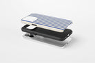 Side view of Stripes Cobalt case showing  an example of tough case