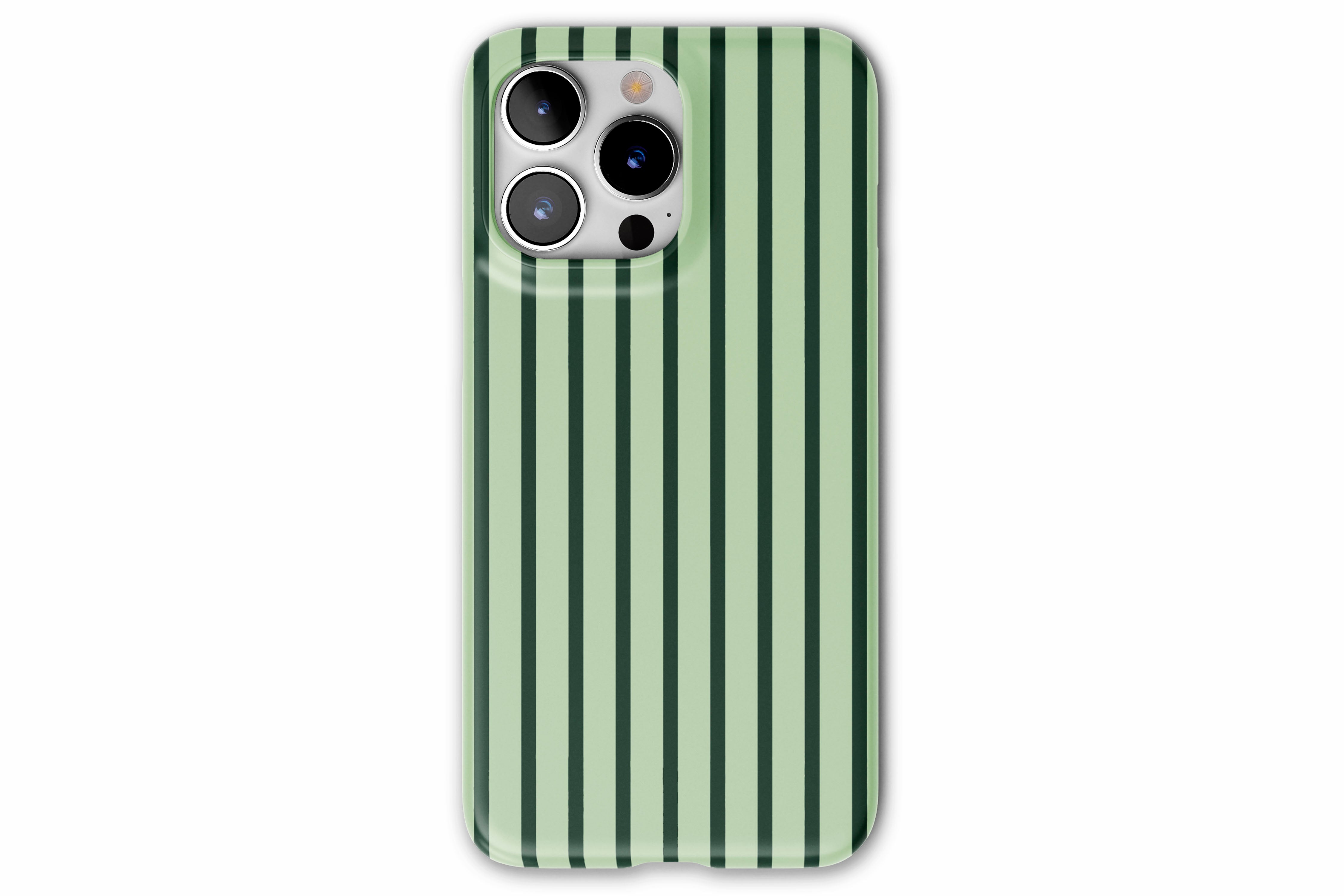 Front view of Stripes Green case showing stripes print design