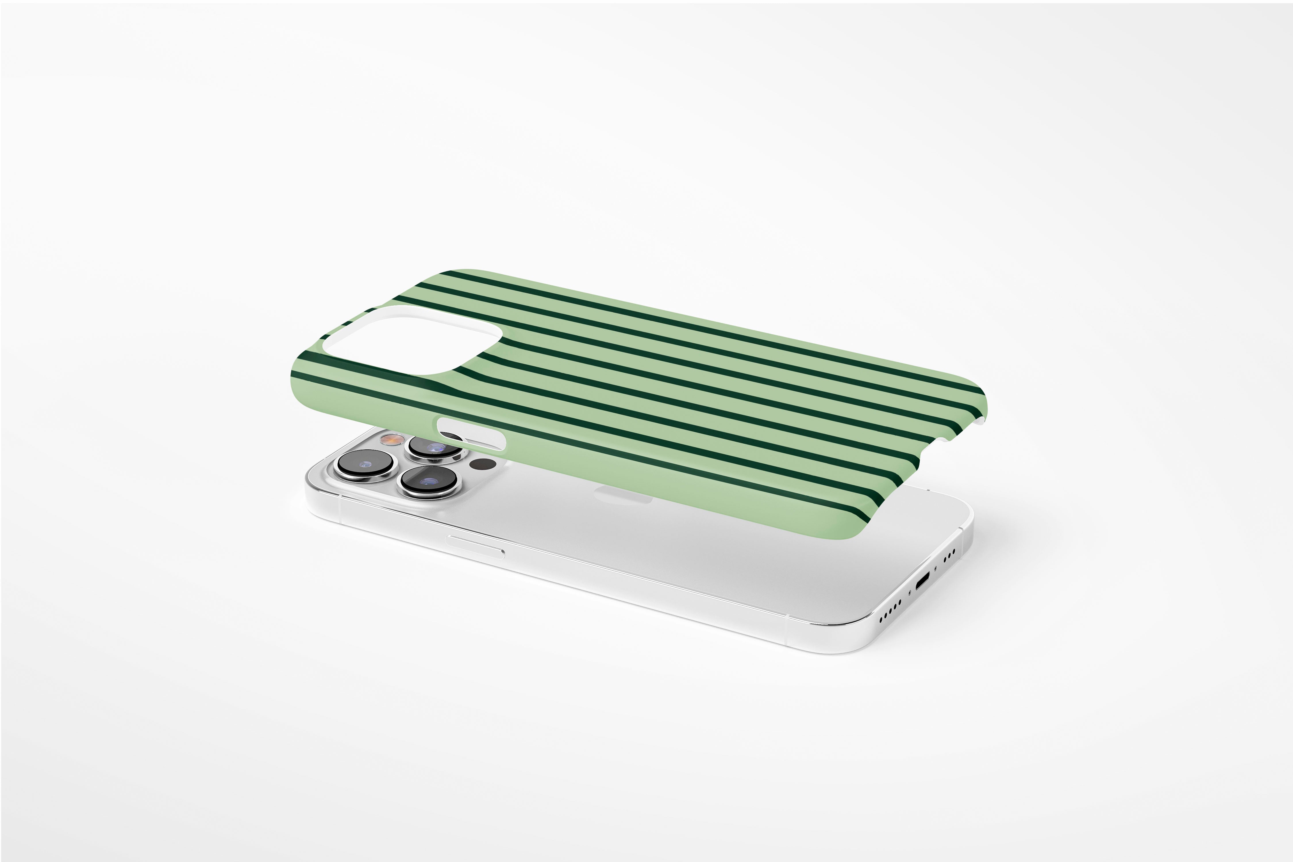 Side view of Stripes Green case showing  an example of slim case