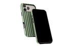 Side view of Stripes Green phone case showing button cut-outs