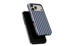 Side view of Stripes (Ivy) phone case showing button cut-outs