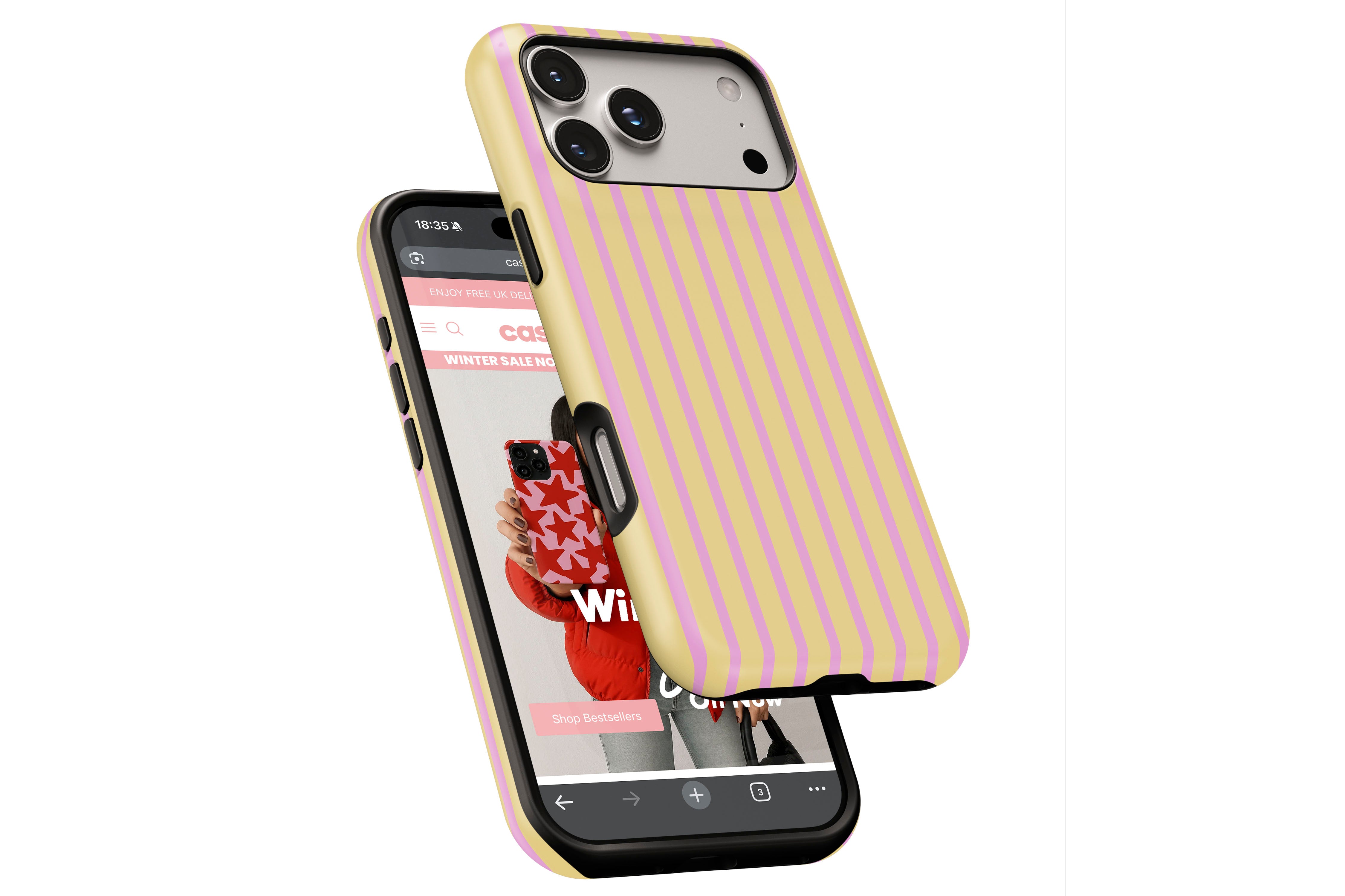 Side view of Stripes (Lemonade) magnetic tough case showing button cut-outs