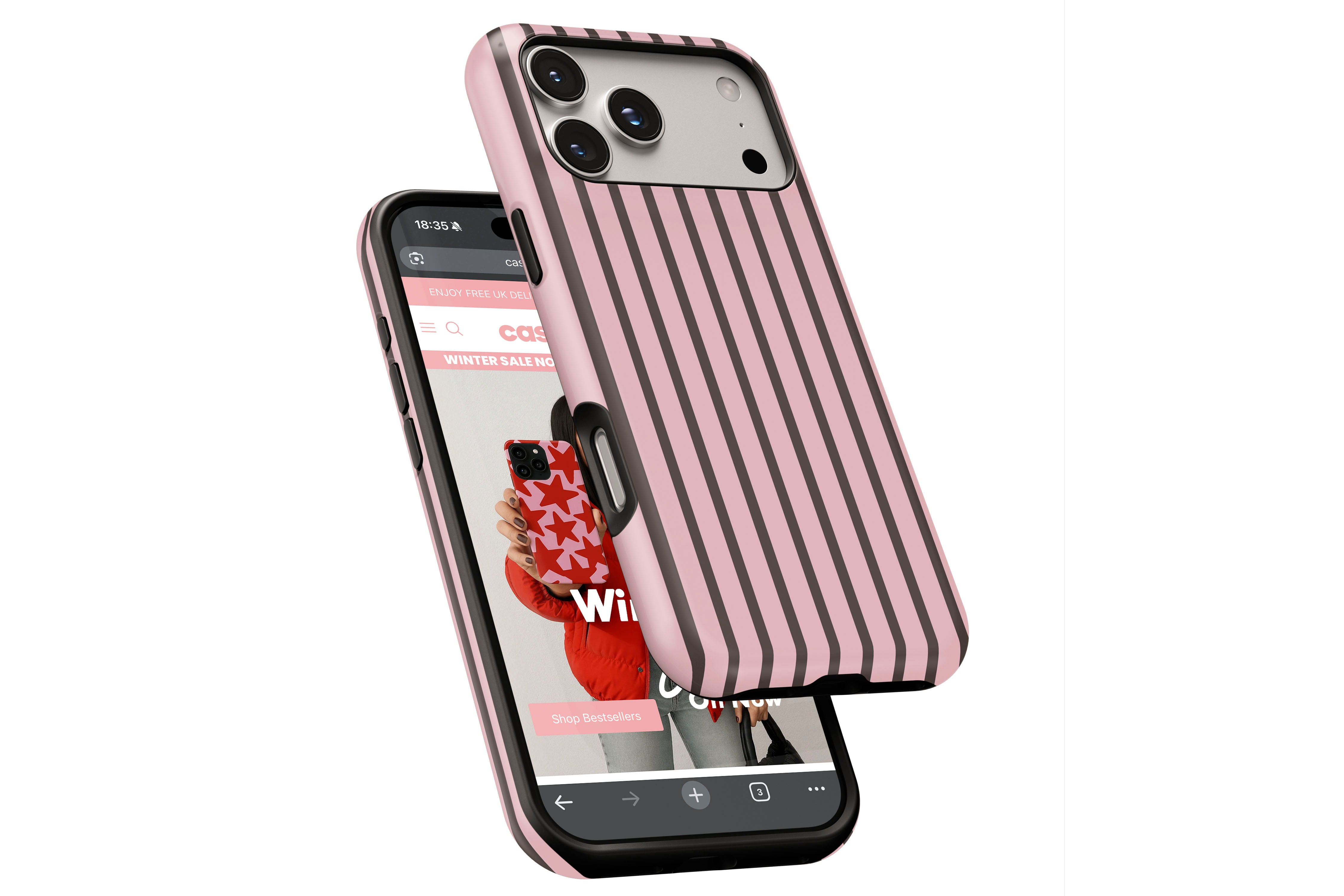 Side view of Stripes (Neapolitan) magnetic tough case showing button cut-outs