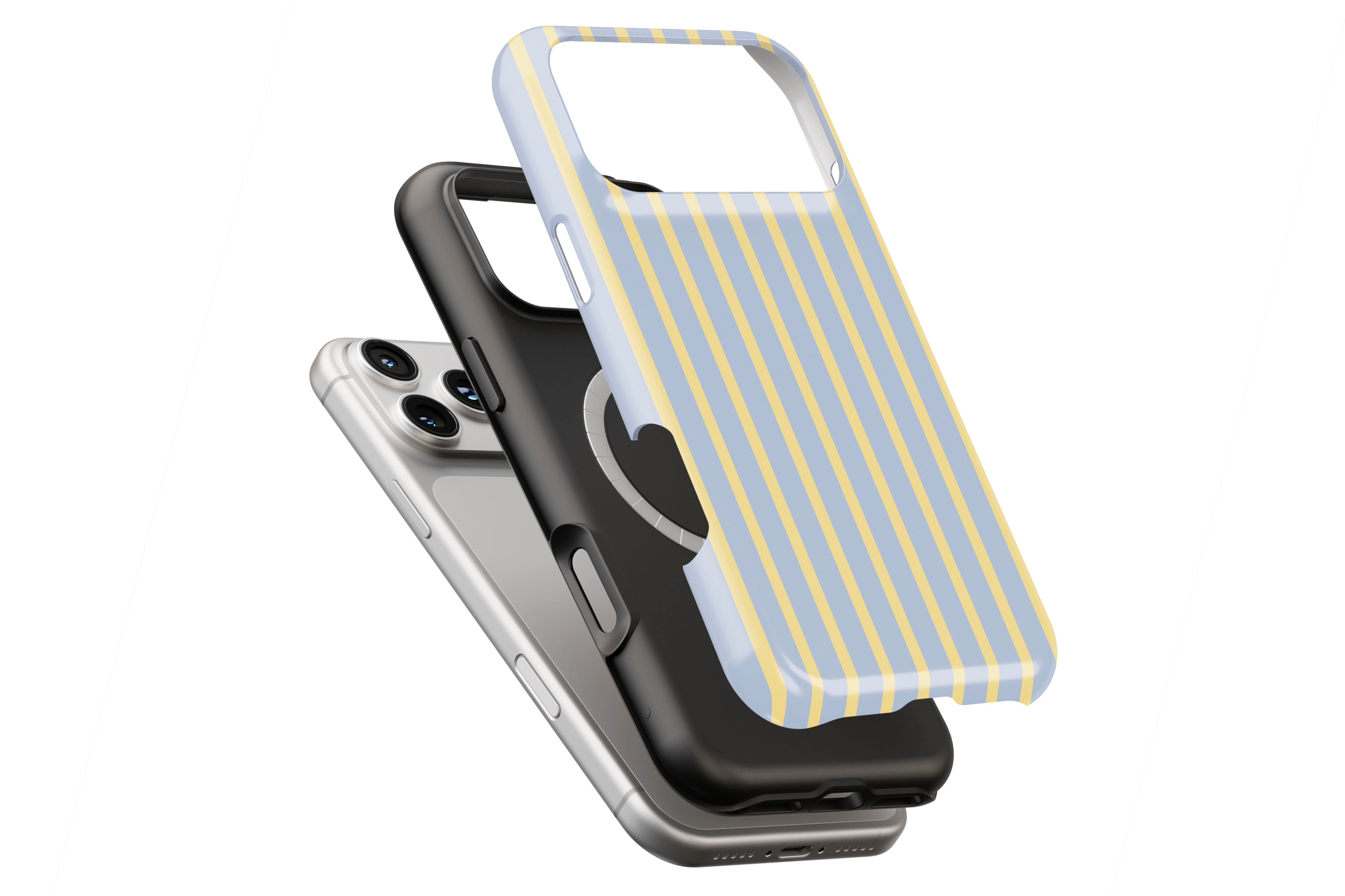 Stripes (Riviera) magnetic case showing built-in magnetic ring compatible with MagSafe charging
