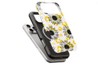 Sunflowers magnetic case showing built-in magnetic ring compatible with MagSafe charging