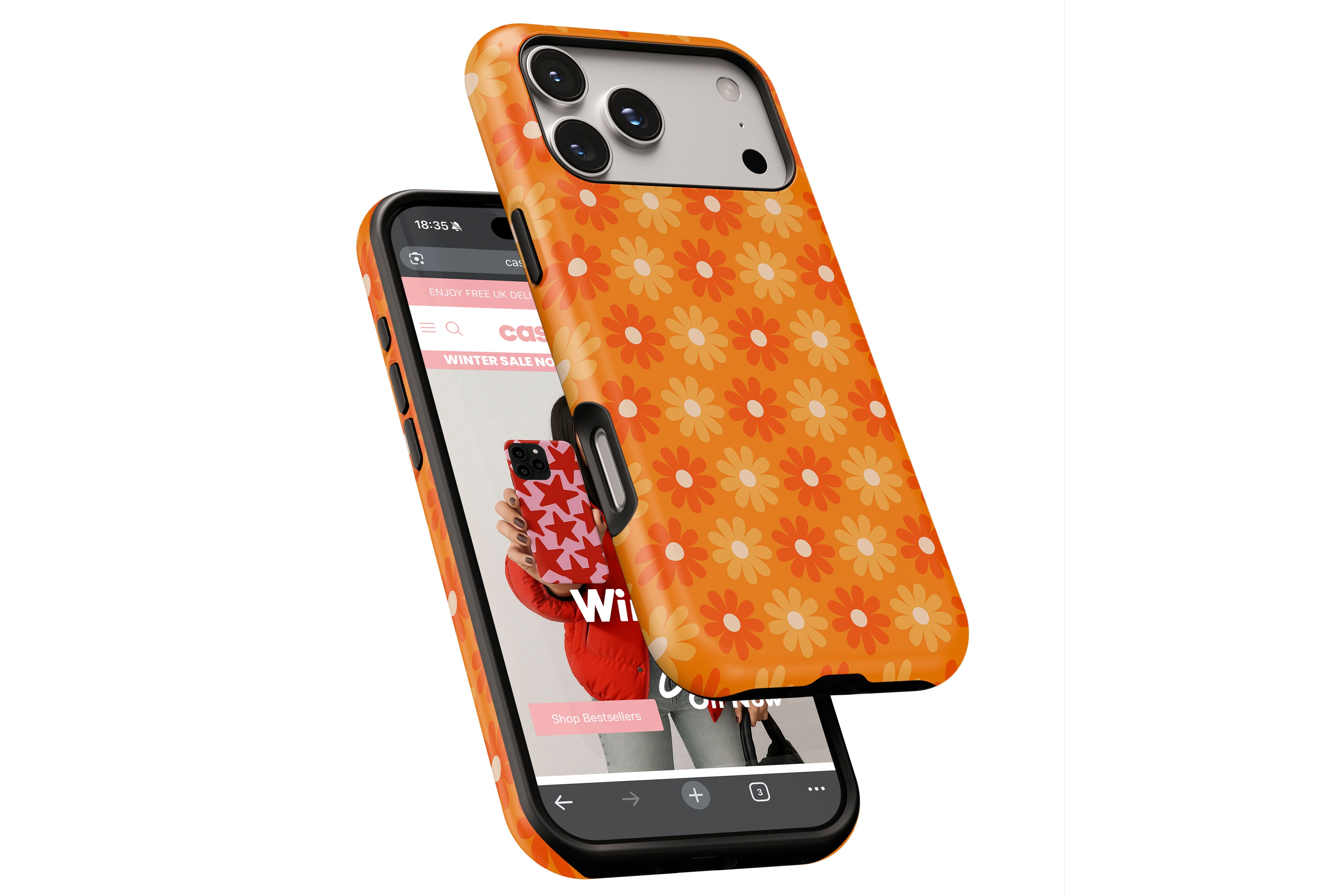 Side view of Sunlit Daisies magnetic tough case showing button cut-outs