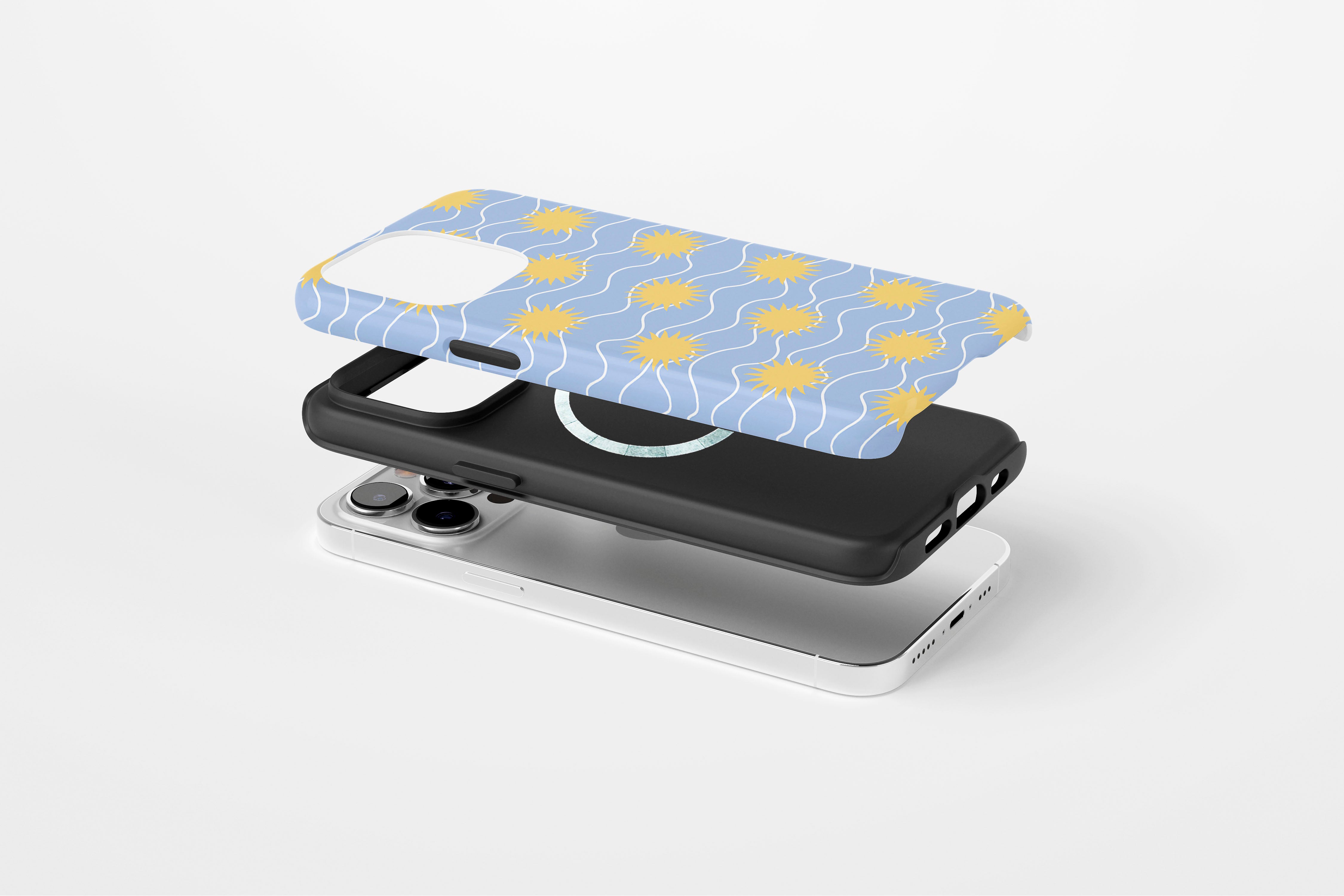 Side view of Sunstroke case showing sun print design