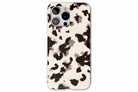 Front view of Vanilla Shell phone case showing cool cream tortoiseshell-inspired print with deep espresso brown markings