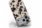 Front view of Vanilla Shell MagTough phone case showing cool cream tortoiseshell-inspired print with deep espresso brown markings