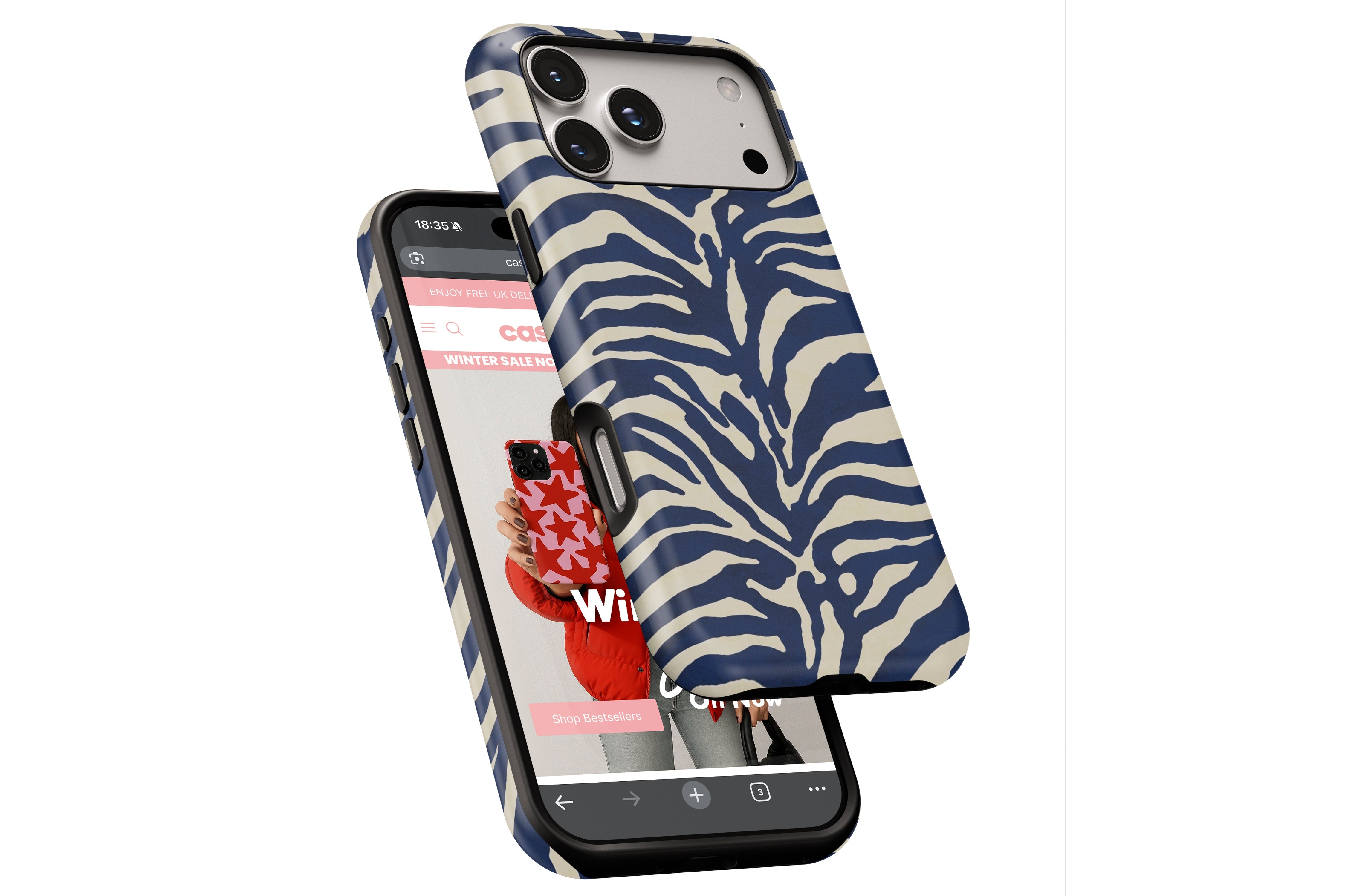 Side view of Zebra Print magnetic tough case showing button cut-outs