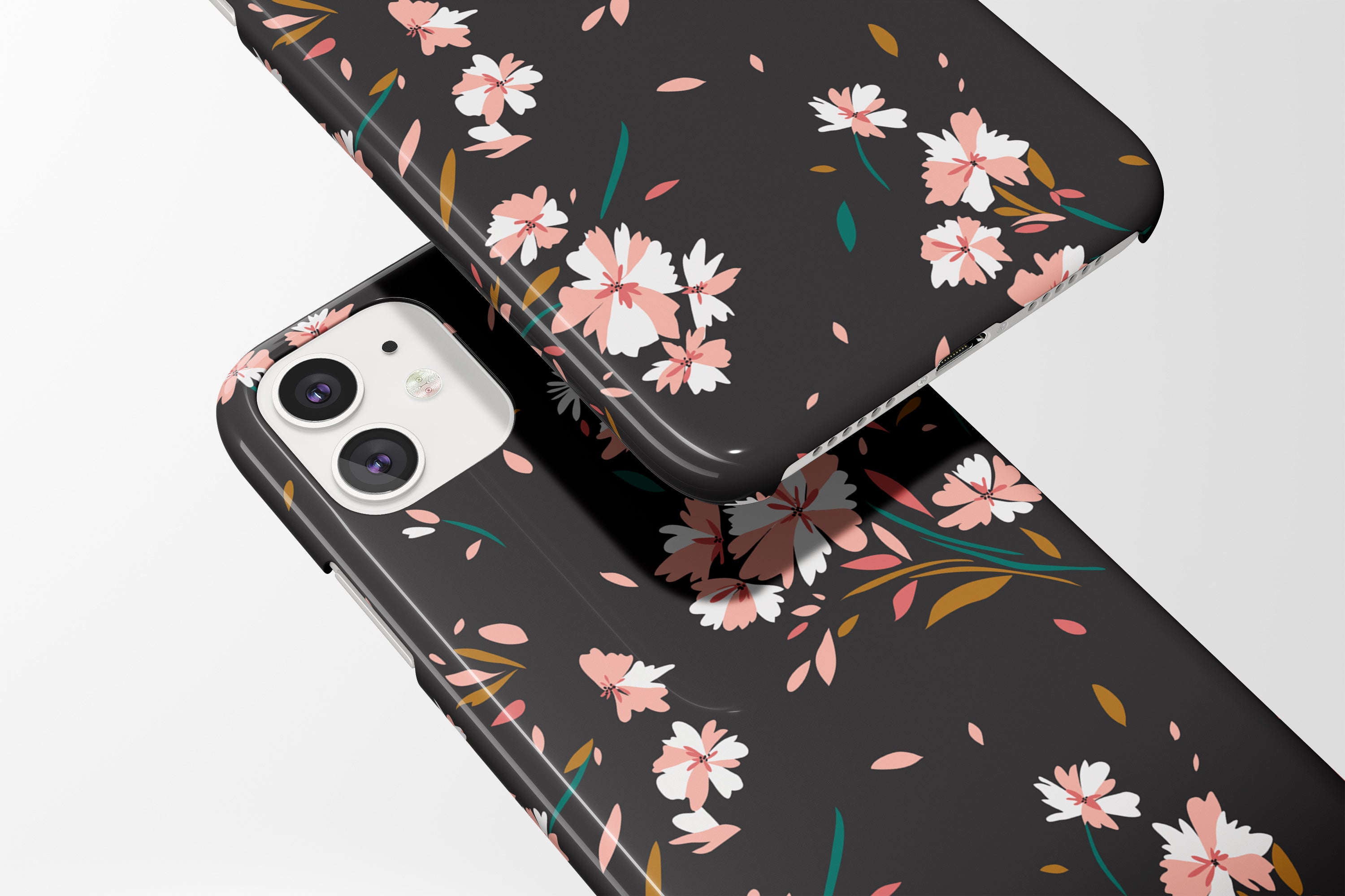 Black Floral Mobile Phone Cases - Casetful