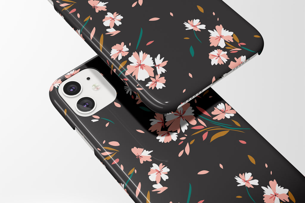 Black Floral Mobile Phone Cases - Casetful
