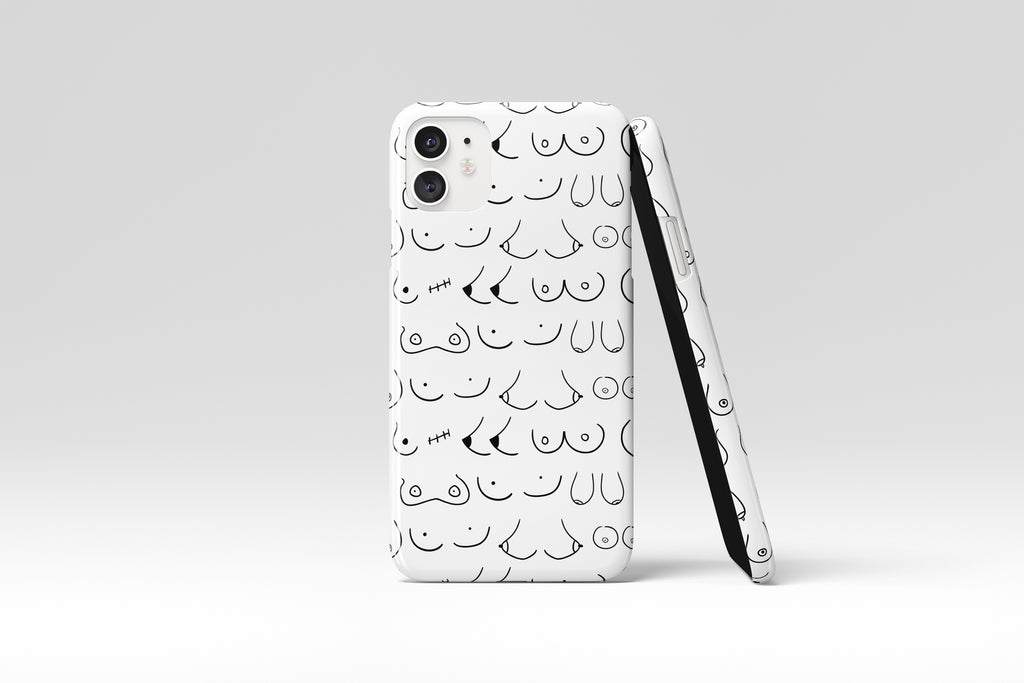 Doodle Boobs (White) Mobile Phone Cases - Casetful