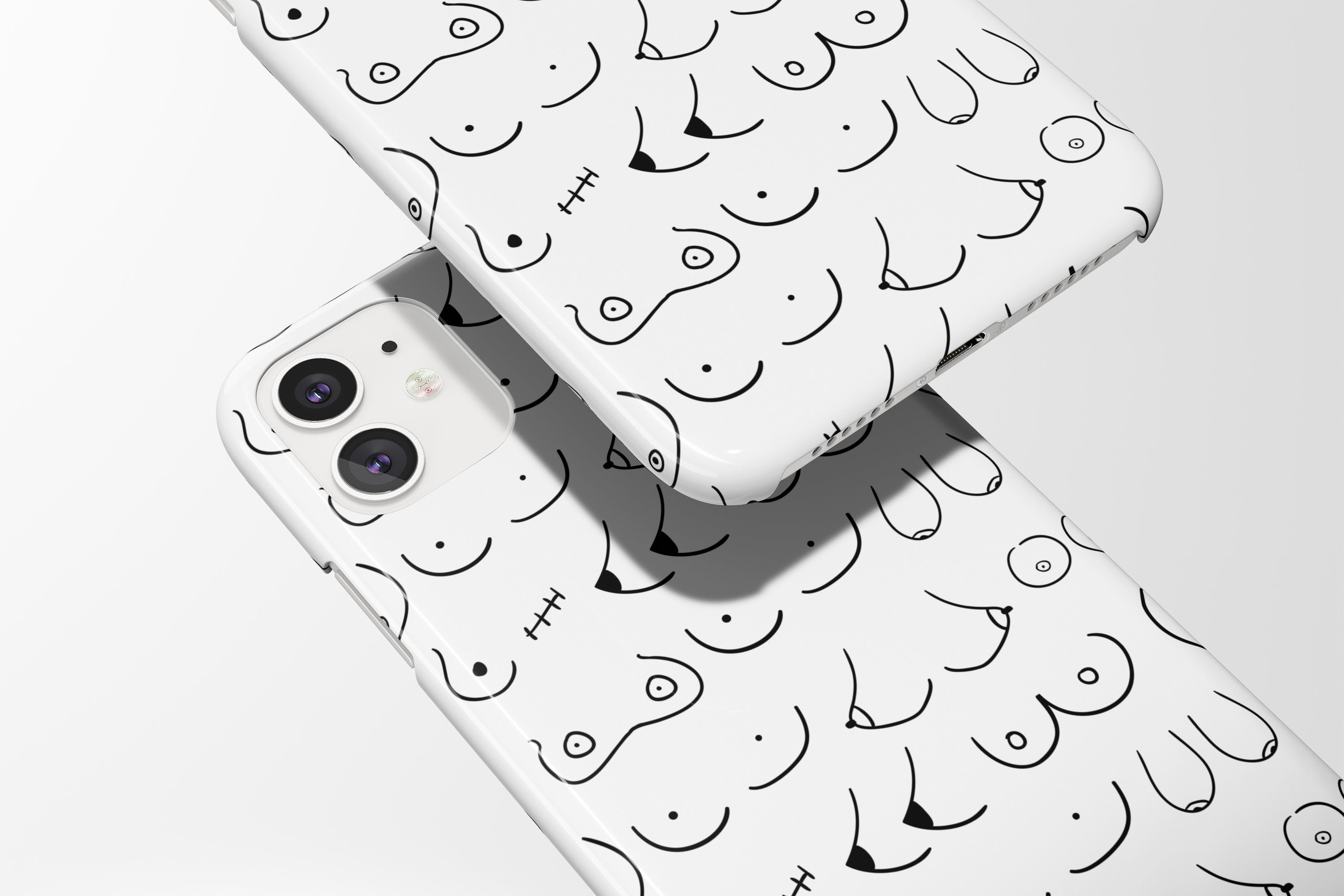 Doodle Boobs (White) Mobile Phone Cases - Casetful