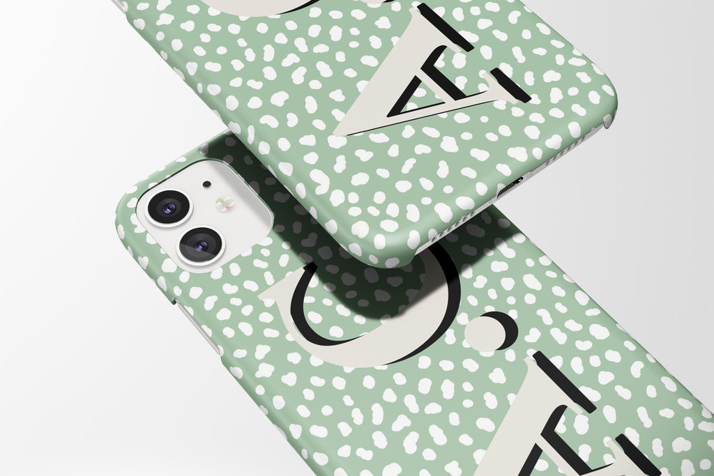 Initials Dots (Pastel Green) Mobile Phone Cases - Casetful