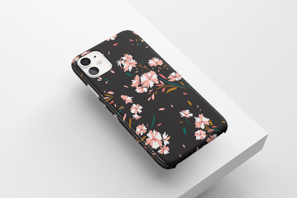 Black Floral Mobile Phone Cases - Casetful