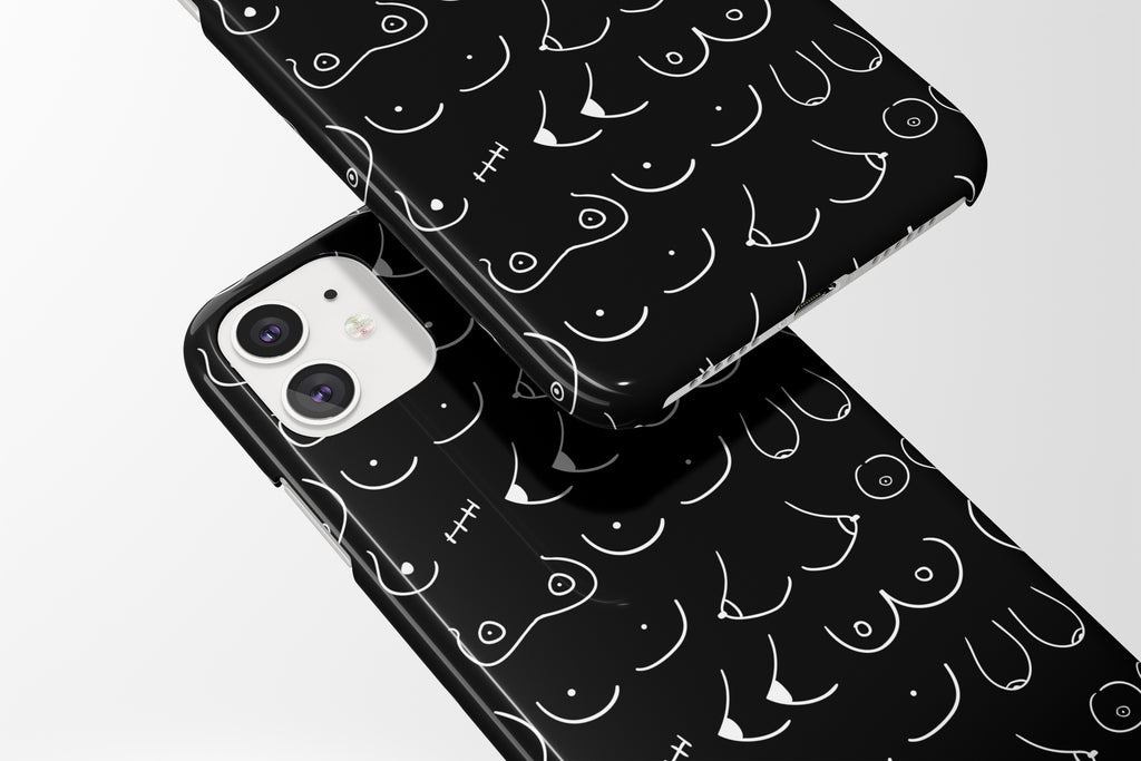Doodle Boobs (Black) Mobile Phone Cases - Casetful